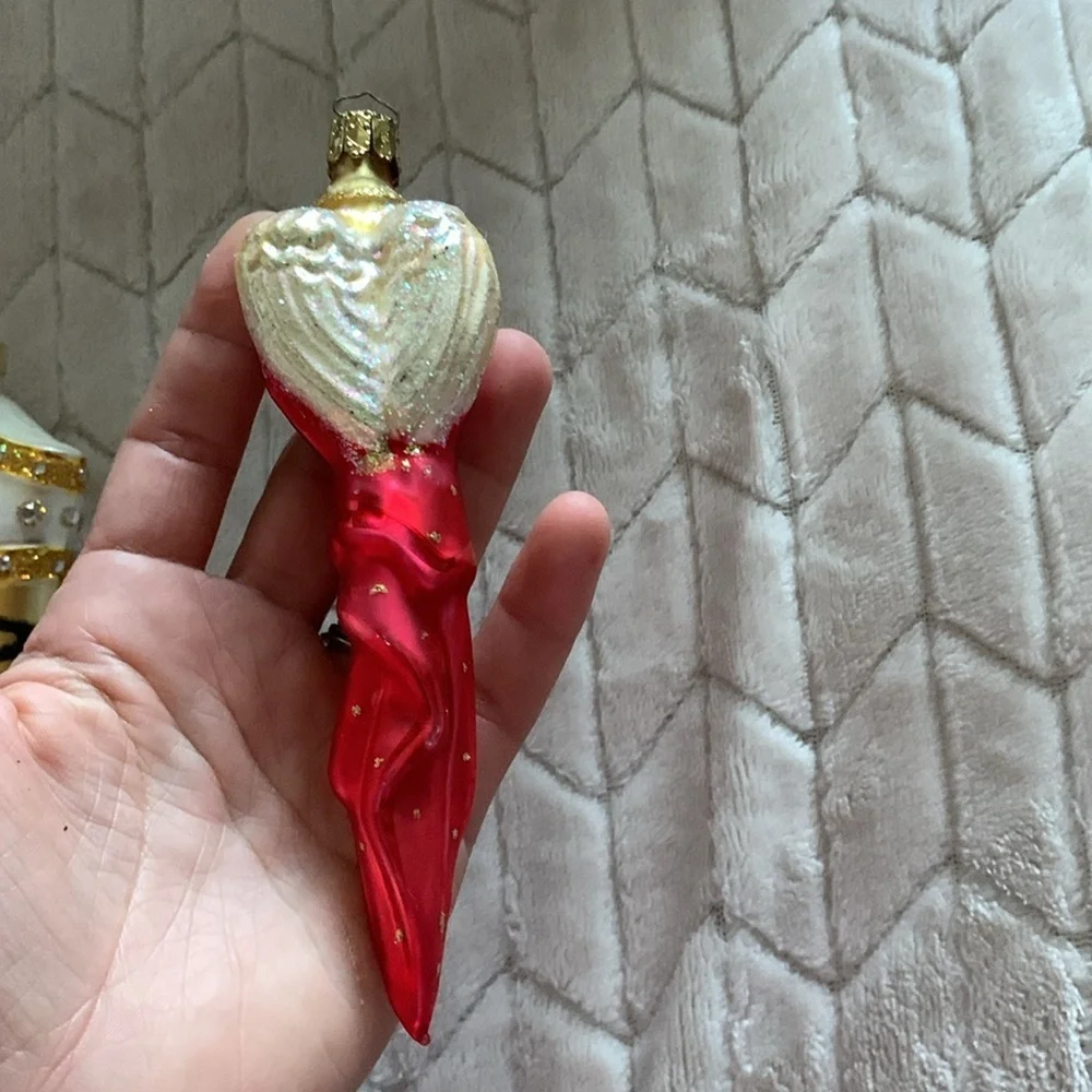 Set of 3 Lillian Vernon Glass Nutcracker angel & heel Ornaments Made‎ in Germany